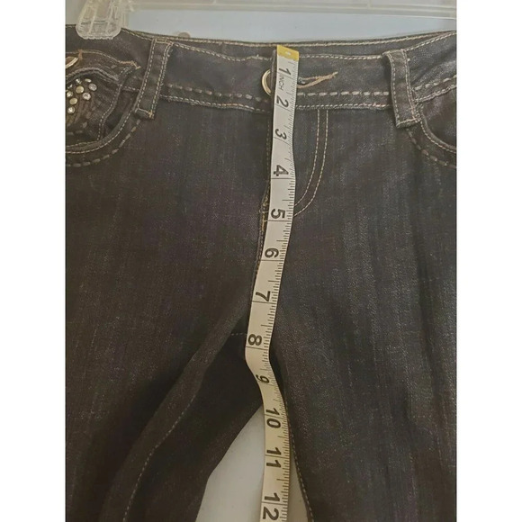 LA Idol Black Fancy Junior Flare Jeans Rhinestones - Picture 10 of 10